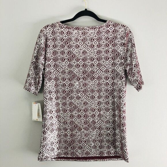 Lularoe Elegant Gigi Size Large Shirt Red Silver Aztec Pattern Rare Holiday - Picture 9 of 15
